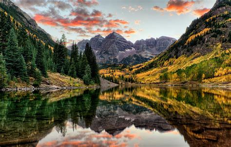 Wallpaper Autumn Forest Water Trees Mountains Lake Reflection