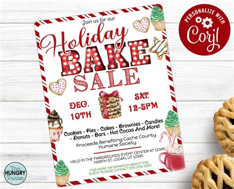 Holiday Bake Sale Flyer Bake Sale Flyer Christmas Bake Off Etsy