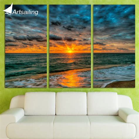3 Panels Canvas Art Great Sea Sunsets Coast Home Decor Wall Art