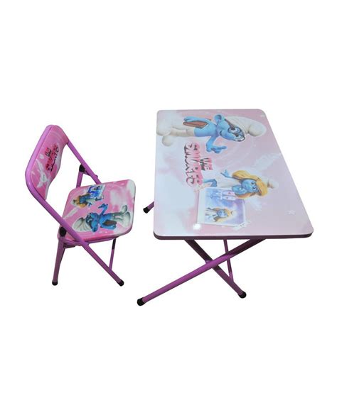 A card table is easy to use because it folds up and is in a square, so the corners block someone from peeking at your cards. Happy Kids Foldable Study Table And Chair - The Smurfs ...