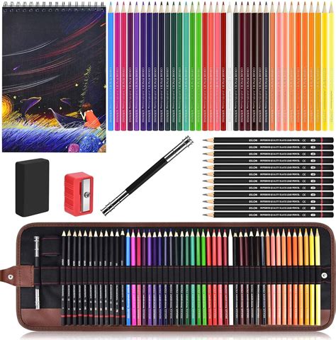 Sketch Pencils And Drawing Pad Set 53 Pcs Brotou Art Supplies Art Kit