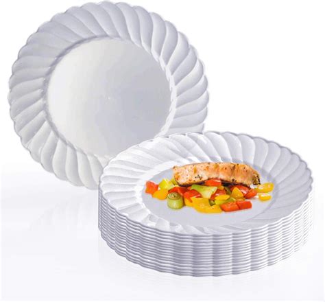 Elegant Disposable Plastic Dinner Plates 144 Pcs 1025