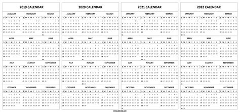 2019 2022 Year Calendar Printable Calendar Inspiration Design Images