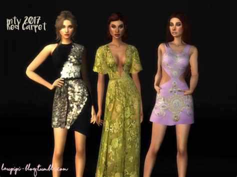 The Sims Resource Mtv 2017 Red Carpet Dresses By Laupipi • Sims 4