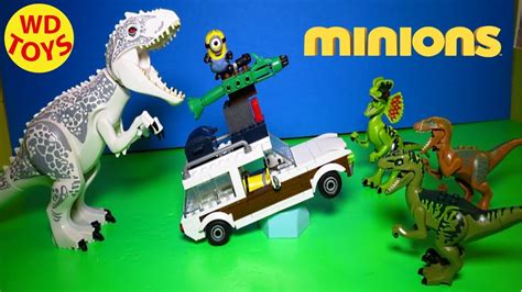 New Minions Station Wagon Getaway Vs Indominus Rex Jurassic World Mega Bloks 2015 Unboxing