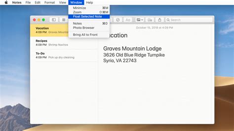 Float Notes In The Macos Notes App To Keep Them Always On Top