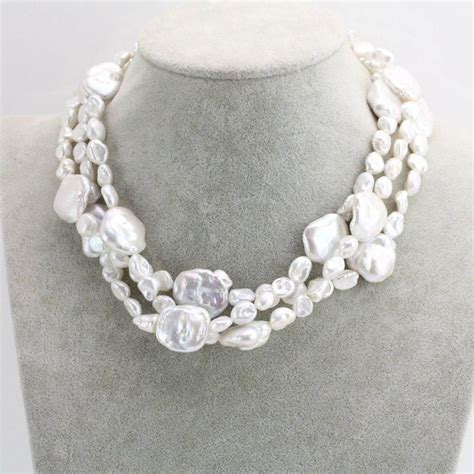 New Arrival Baroque Pearl Necklace Multi Strand Pearl Jewelry White Color Freshwater Pearl