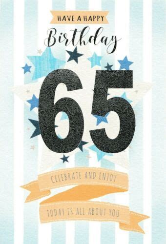 8 X Cards To Choose From Traditional 65th Birthday Card Male Open