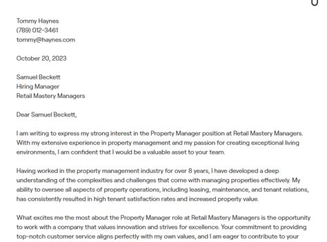 8 Property Manager Cover Letter Examples With In Depth Guidance