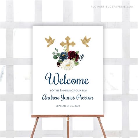 Baptism Welcome Sign Boy Template Christening Welcome Sign Etsy In