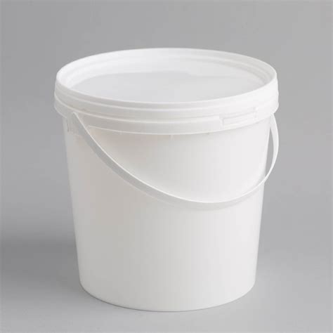 Plastic buckets tubs white containers tamper evident lids 0.5l 1l 3l 5l 10l 25l. White plastic bucket with handle and lid 2l, PP, 145set/box