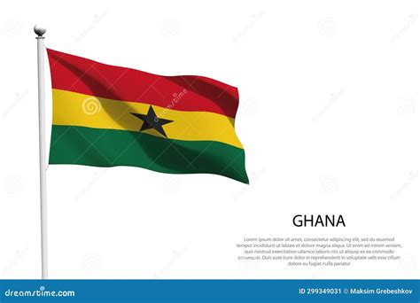 Flag Of Ghana Realistic Wavy Ribbon With Ghanaian Flag Colors Graphic