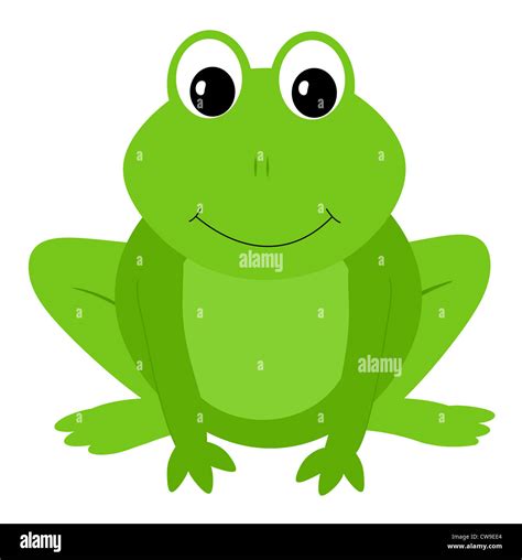 Illustration Of A Bright Green Frog Sitting Down Stock Photo Alamy