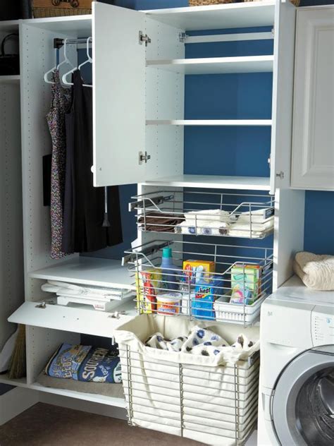 Cabinets and shelving can create a lot of space to store your laundry items.2. 10 Clever Storage Ideas for Your Tiny Laundry Room | HGTV ...