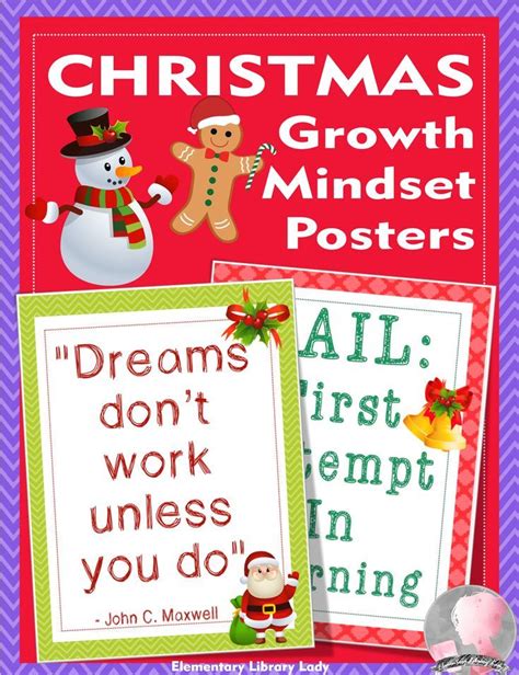 Growth Mindset Posters Christmas Decor 85x11 18x24 Ready For