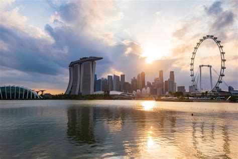 Premium Photo Sunset Of Singapore City Skyline The Best View Of