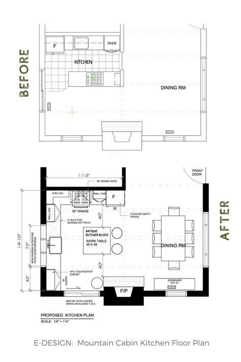 E Design Kitchen Floor Plan Mountain Cabin — Carol Reed Interior Design