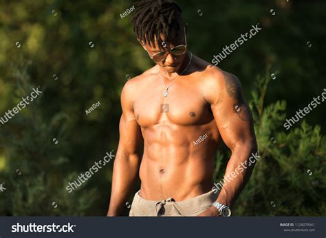 African Macho Man Bodybuilder Topless Naked Stock Photo Shutterstock