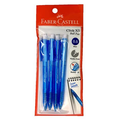 Faber Castell Click X5 Ball Pen 05 Value Pack 4 In 1 Blueblackmix