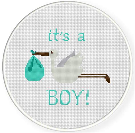 Baby Boy Stork Delivery Cross Stitch Pattern Daily Cross Stitch