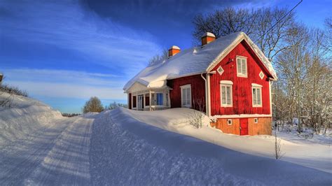 Desktop and tablet windows 10 wallpaper. red house winter-desktop wallpaper winter scenery ...