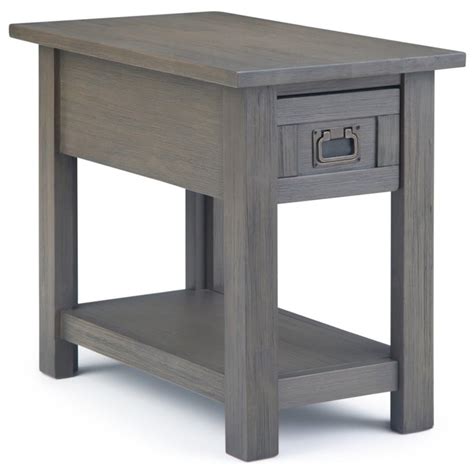The black hardware is a beautiful contrast to the white finish. Simpli Home Monroe 1 Drawer End Table in Farmhouse Gray | eBay