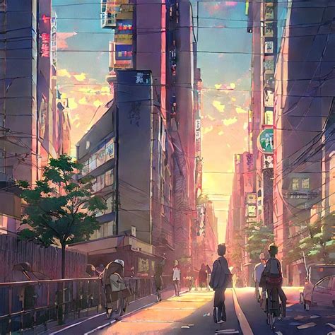 Stabilityaistable Diffusion · A Street Of Tokyo By Makoto Shinkai