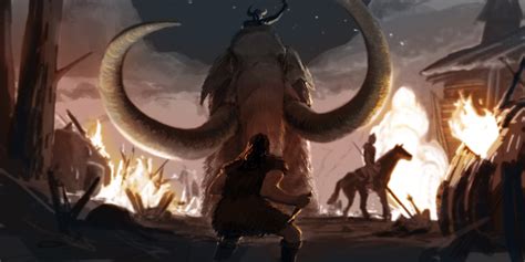 Artstation Mammoth Riders Pillage Village