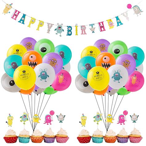 Buy Birthday Decoration Monster Balloons Monster Happy Birthday Banner