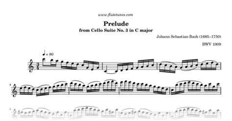 Prelude From Cello Suite No 3 In C Major Js Bach Free Flute