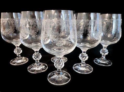 Bohemia Claudia Cascade Bell Etched Set Of 6 Water Goblets Etsy In