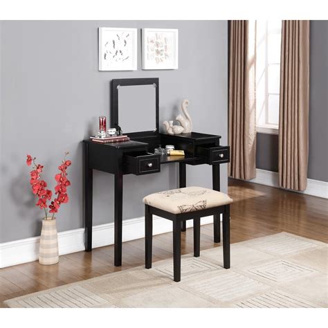For carpet packaging, as long as. Linon Home Decor Black Bedroom Vanity Table with Butterfly ...