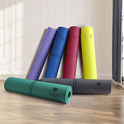 Iuga Eco Friendly Yoga Mat With Alignment Lines Free Carry Strap Non Slip Tpe Yoga Mat For All