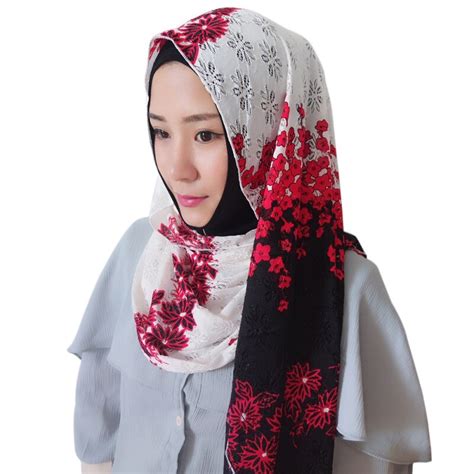 Buy 2018 Ladies Fashion Winter Floral Jersey Hijab