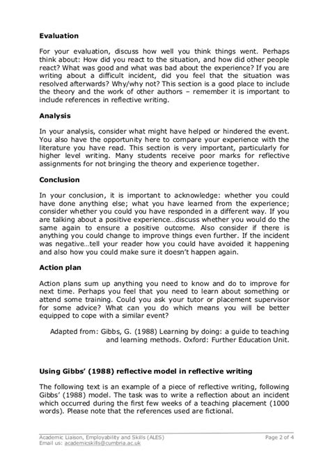 How to write a reflection paper: Sample Reflective Essay Using Gibbs - Reflective essays ...