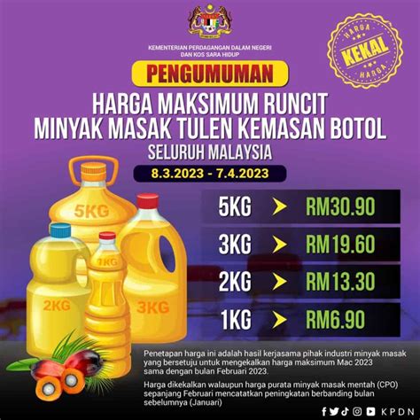 Harga Minyak Masak Terkini Di Malaysia 8 Mac 7 April 2023
