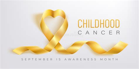 Childhood Cancer Awareness Month Gold Color Ribbon Isolated On
