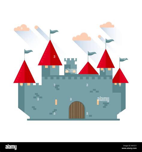 Cartoon Fairy Tale Castle Tower Icon Vector Illustration Stock Vector