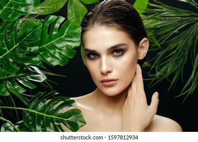 Beautiful Woman Naked Shoulders Makeup Green Stock Photo Shutterstock