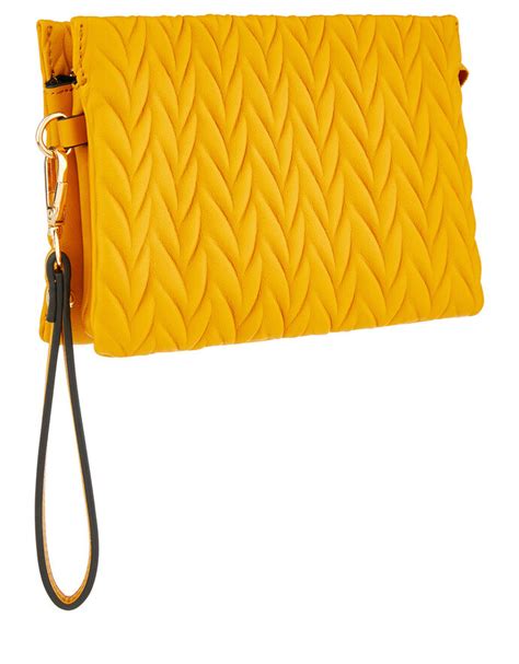 Paige Pleated Cross Body Bag Yellow Cross Body Bags Accessorize Uk