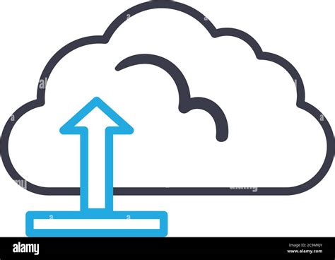 Cloud Computing With Upload Arrow Line Style Icon Design Communication