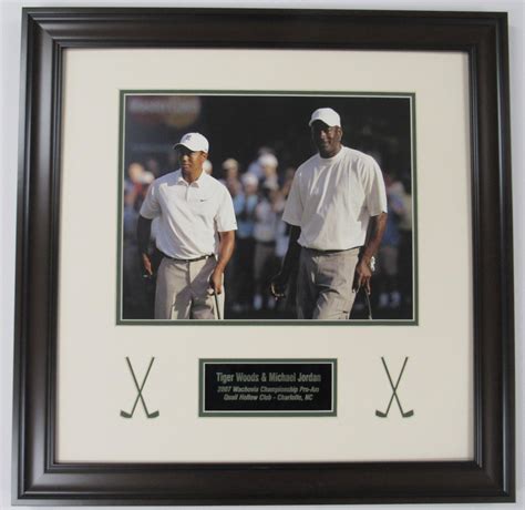 Tiger Woods Michael Jordan Custom Framed Photo Display Pristine Auction