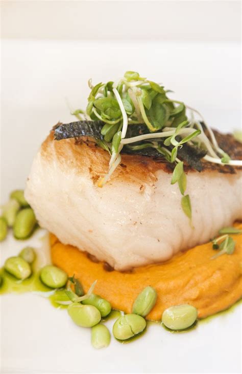 Asian Style Sea Bass With A Carrot Ginger Puree And