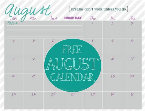 August Calendar Printable Rad Maverix