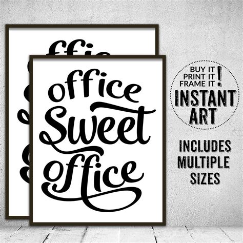 Office Sweet Office Work Printables Typography Print Etsy