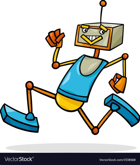 Cartoon Running Robot Royalty Free Vector Image