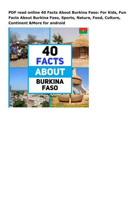Pdf Read Online 40 Facts About Burkina Faso For Kids Fun Facts About