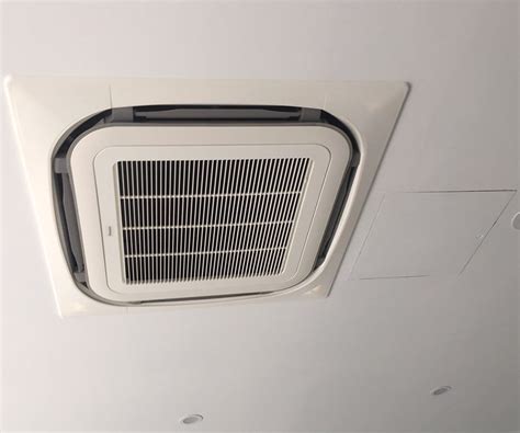 You can vent through a sliding door, a drop ceiling or even through an exterior wall. Ceiling Mounted Air Conditioner & In-Ceiling Cassette Air Con