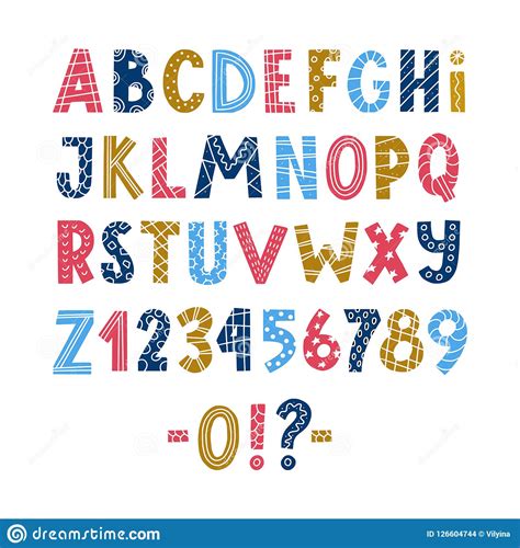Funny Colorful Scandinavian Latin Alphabet Poster Stock Vector