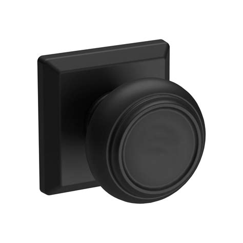 Reserve Traditional Collection Passage Door Knob With Square Rose In Satin Black By Baldwin